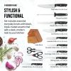 Farberware Stamped 20 Piece Triple Rivet Stainless Steel Kitchen Knife Set with Block Black